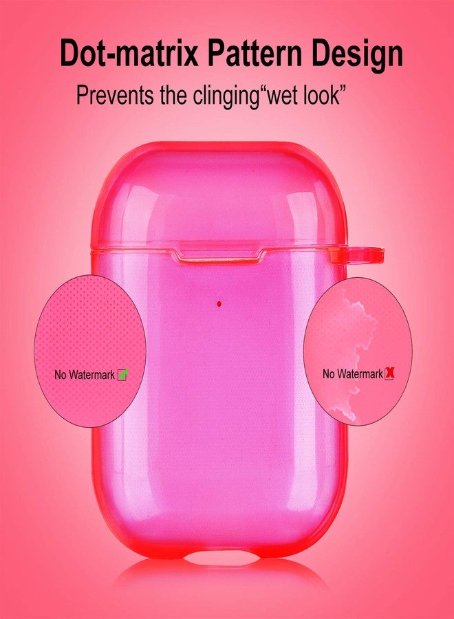 AIRSPO Airpods Case Cover, Clear Soft TPU Protective Cover Compatible with Apple AirPods 1st 2nd Generation Wireless Charging Case with Keychain (Neon Hot Pink) - Image 3