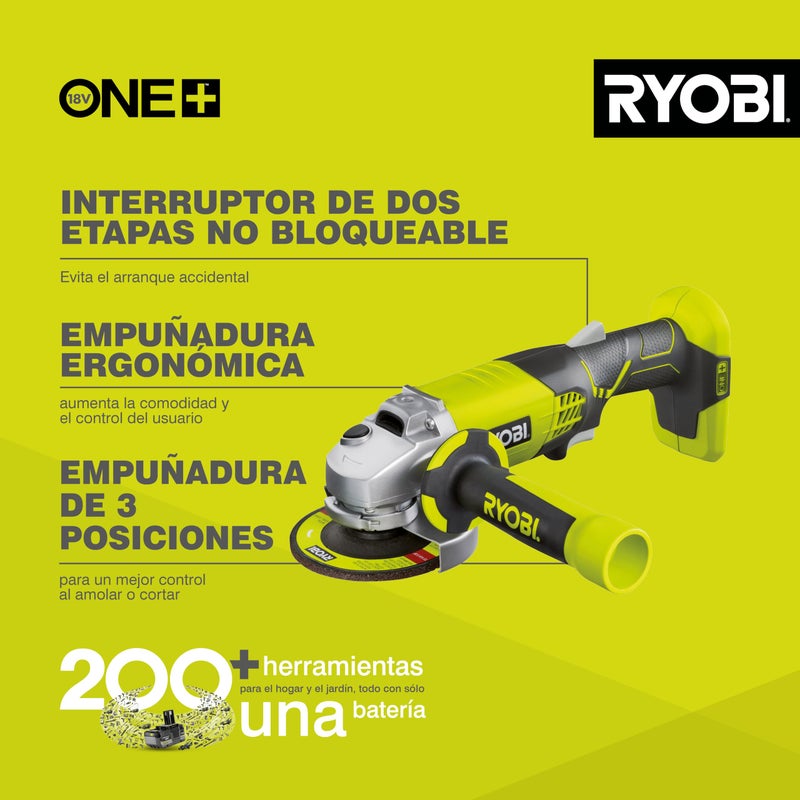 Ryobi 5133001903 R18AG-0 One+ Cordless Angle Grinder Angled - Image 3