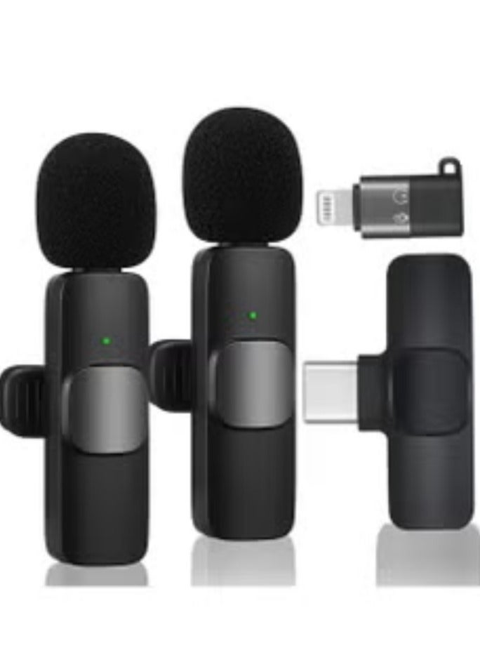 MUDISO 2in1 Bluetooths Mic K9 Wireless Collar Microphone Dual Lapel Lavalier Mic for Noise Reduction Vlogging Interview Live Streaming YouTube Video Broadcast With 2 Mic Receiver for iPhone and Android - Image 1