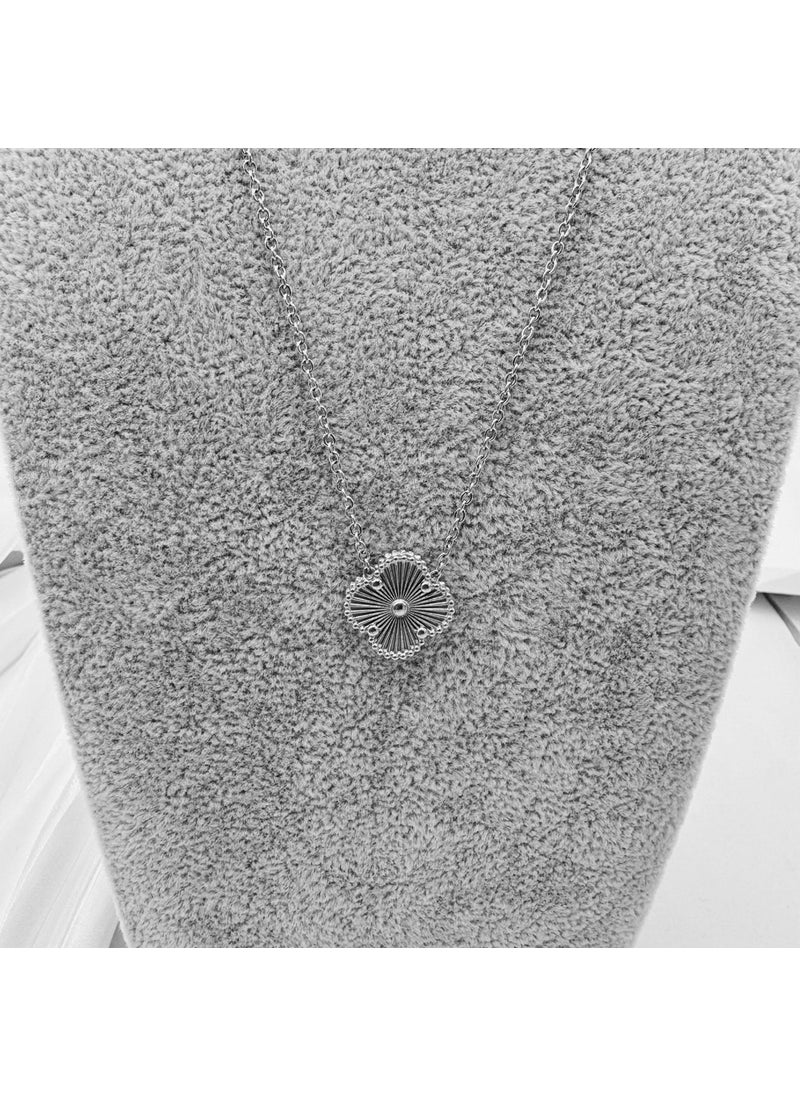 Generic - 15MM Clover Necklace Titanium Fashionable Choker 15mm silver flower double-sided necklace - Image 1