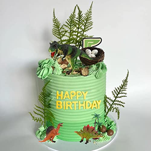 LEFUBABY Dinosaur Cake Toppers with Dinosaur Eggs Leaves Trees Cake Decorations for Birthday Party Dinosaur Theme Party - Image 5