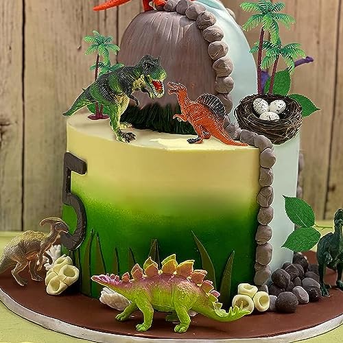LEFUBABY Dinosaur Cake Toppers with Dinosaur Eggs Leaves Trees Cake Decorations for Birthday Party Dinosaur Theme Party - Image 4