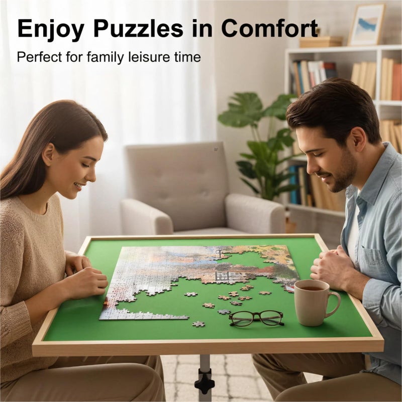BittPicc Puzzle Table 1500 Pieces Wooden Jigsaw Puzzle Table with Legs Height Adjustable & Angled Tiltable Puzzle Tables for Adults Folding Puzzle Board - Image 5