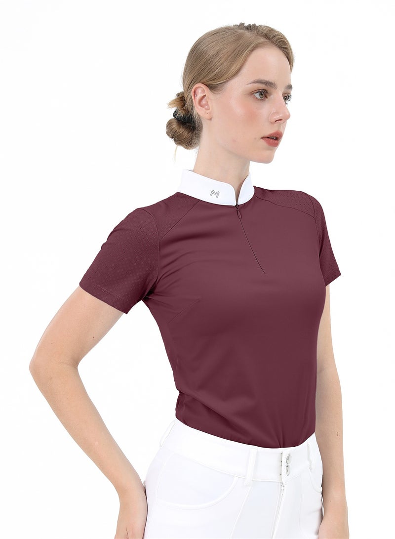 general Women Short Sleeve Equestrian T-shirts Summer Breathable Riding Horse Tops with M Pattern Equestrian Clothes - Image 1