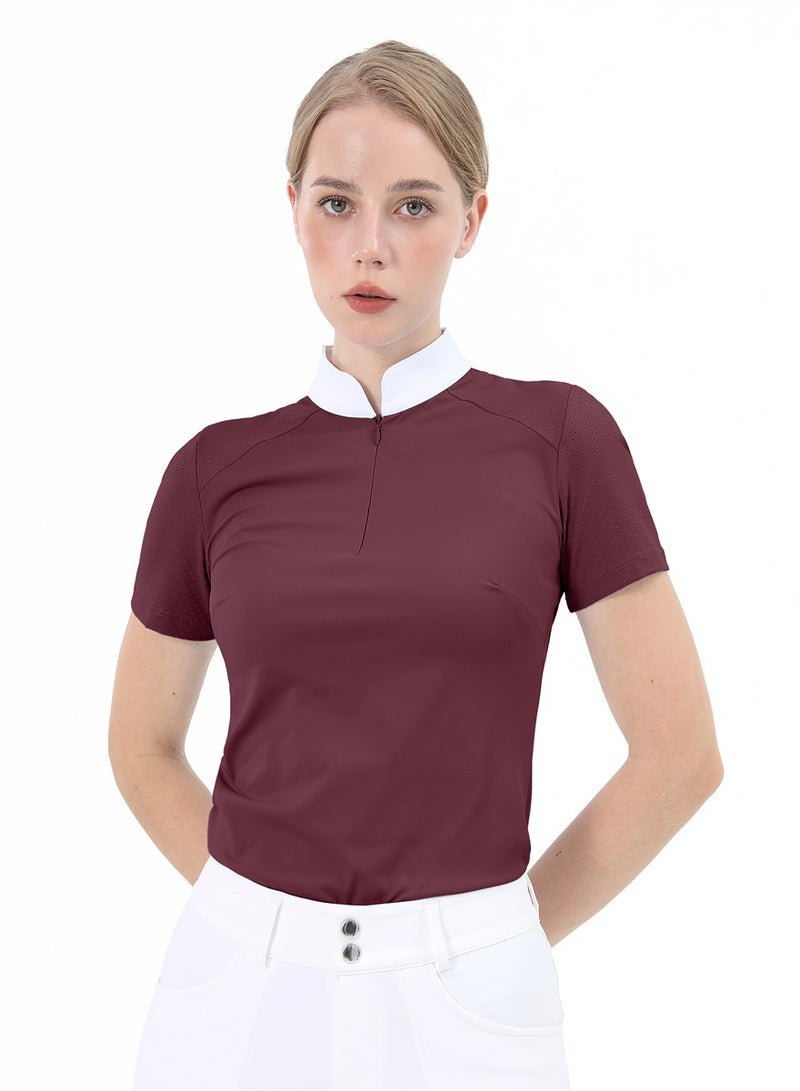 general Women Short Sleeve Equestrian T-shirts Summer Breathable Riding Horse Tops with M Pattern Equestrian Clothes - Image 2