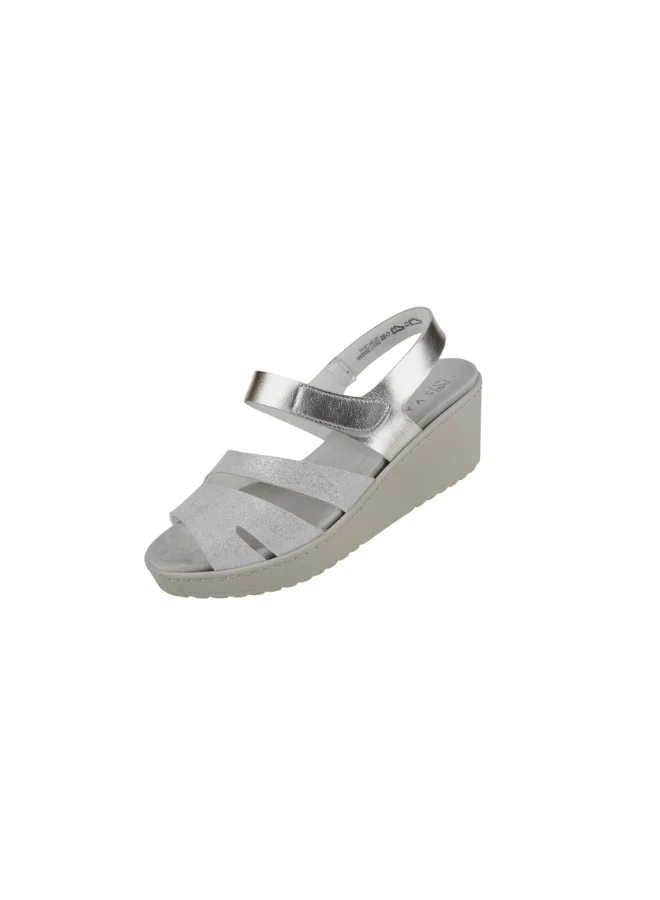Zayna  221-385 Zayna Ladies Wedge Backstrap Sandals Milan 21511T Silver  | Best Price UAE