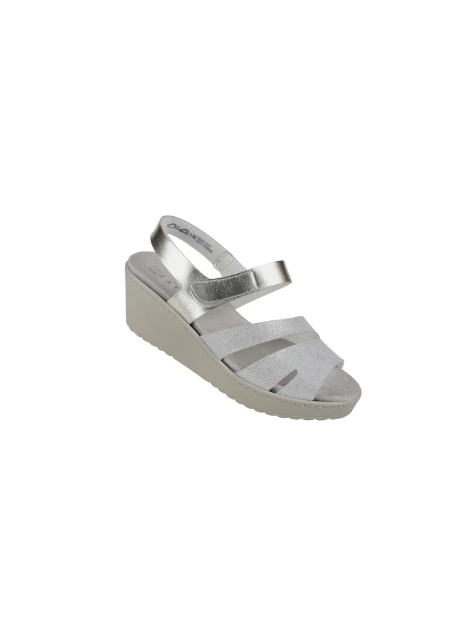 زينة 221-385 Zayna Ladies Wedge Sandals Milan 21511T Silver