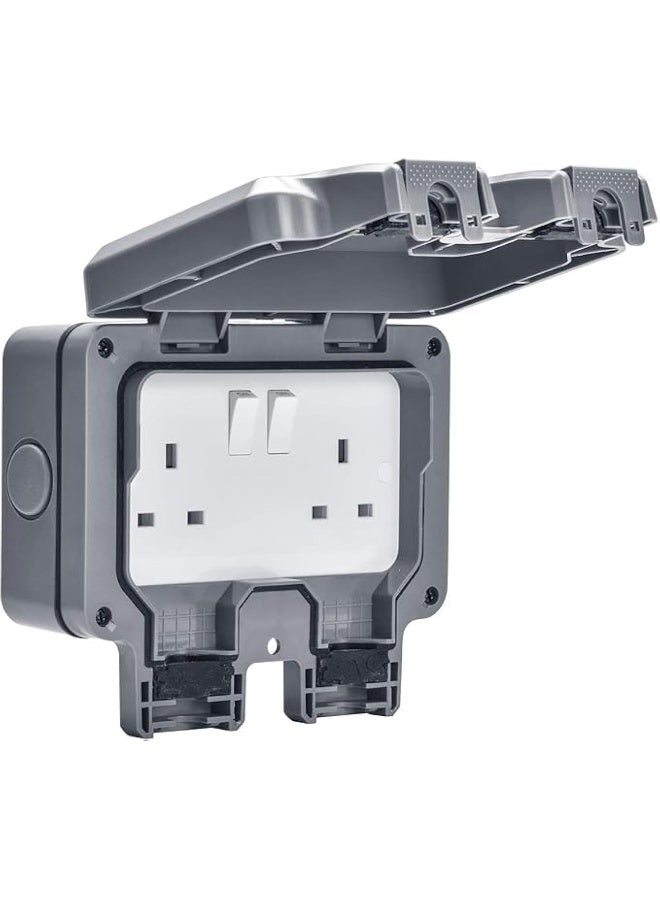 melfi Melfi Outdoor Socket: Waterproof Ip66 13Amp Switched Socket Cover With Switches (Socket Double)  - Image 1
