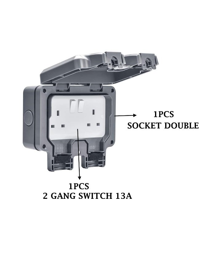 melfi Melfi Outdoor Socket: Waterproof Ip66 13Amp Switched Socket Cover With Switches (Socket Double)  - Image 3