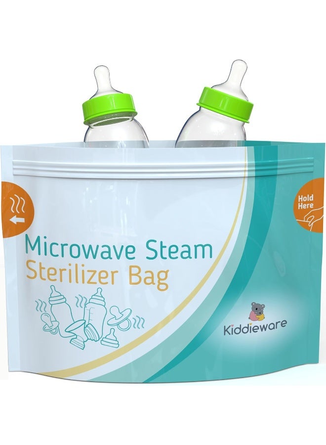 Kiddieware Microwave Sterilizer for Baby Bottles - 20 Pacifier Sanitizer and Breast Pump Sterilizer Bags - Image 1