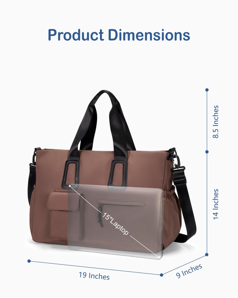 NPBAG Travel Duffel Bag for Men & Women, Waterproof Overnight Weekender Gym Tote Carry On Luggage with Wet Pocket (Brown) - Image 2
