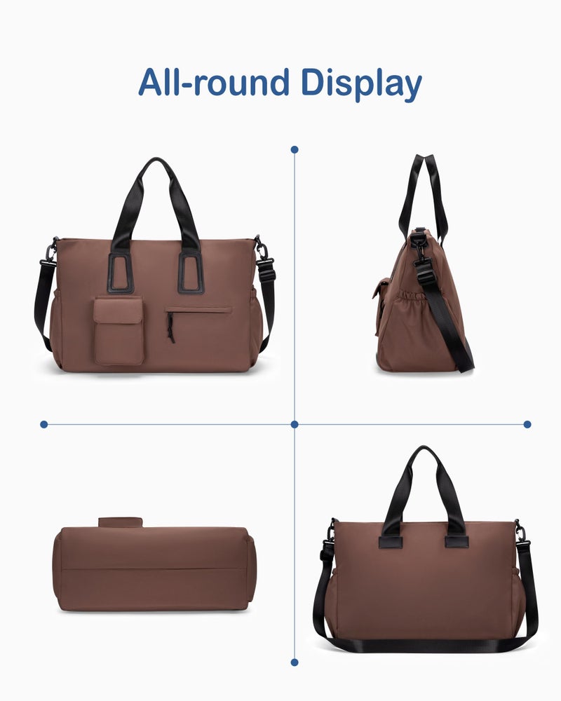 NPBAG Travel Duffel Bag for Men & Women, Waterproof Overnight Weekender Gym Tote Carry On Luggage with Wet Pocket (Brown) - Image 3