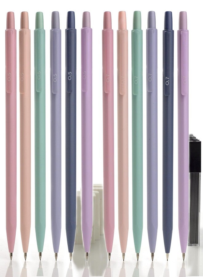 Idcrea Mechanical Pencils Set 0.7 mm Triangular 6 Pencils 4 Tubes Leads 1 Eraser Pastel Colors Cute Aesthetic lead pencils for School Writing Drafting - Image 1