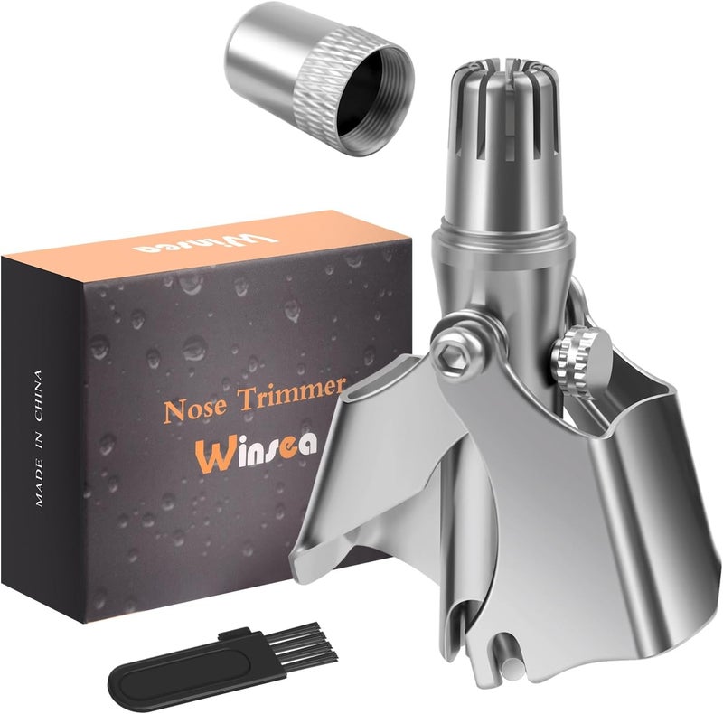 Winsea Stainless Steel Manual Nose Hair Trimmer for Men and Women - 360° Rotating Ear and Nose Hair Remover - Image 1