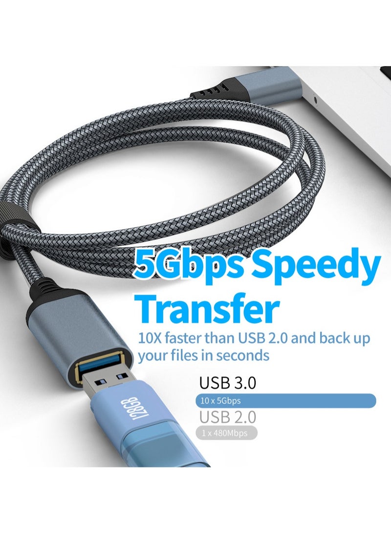 SHIXIN 2m USB male to female extension cable | USB high-speed transmission aluminum shell extension cable | Aluminum alloy braided USB adapter cable | male to female U-disc hard disk mouse extension cable | computer data transmission converter - Image 2