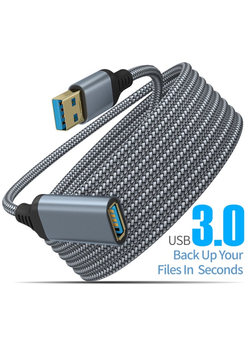 SHIXIN 2m USB male to female extension cable | USB high-speed transmission aluminum shell extension cable | Aluminum alloy braided USB adapter cable | male to female U-disc hard disk mouse extension cable | computer data transmission converter - Image 1