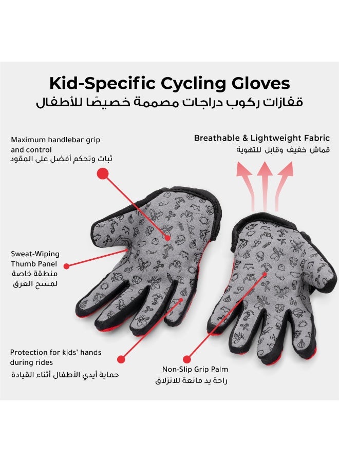 Woom TENS Kids Bike Gloves | Shock-Absorbing Padded Palm | Breathable Mesh Back | Size 6 Youth Cycling Gloves | Woom Red - Image 3