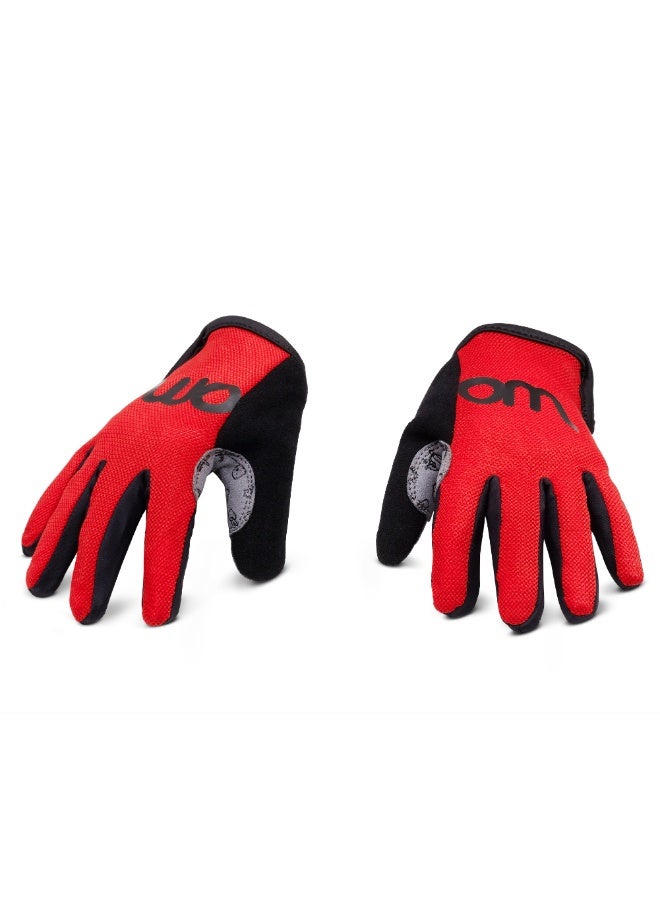 Woom TENS Kids Bike Gloves | Shock-Absorbing Padded Palm | Breathable Mesh Back | Size 6 Youth Cycling Gloves | Woom Red - Image 2