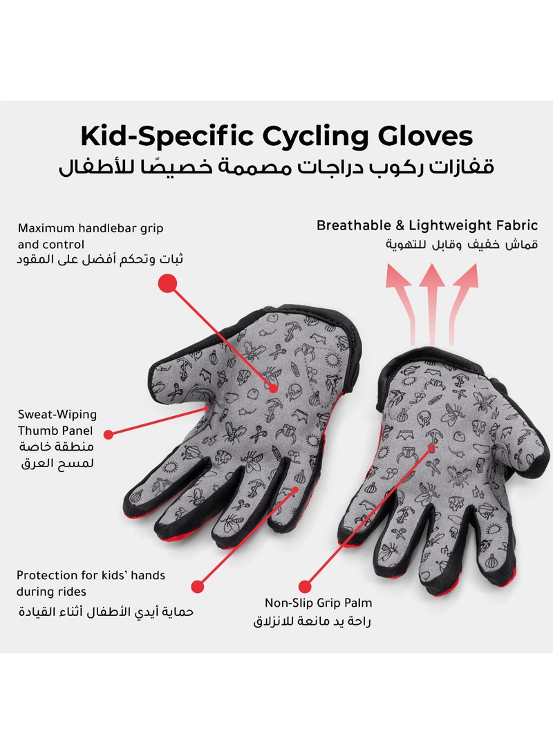 Woom TENS Kids Bike Gloves | Shock-Absorbing Padded Palm | Breathable Mesh Back | Size 6 Youth Cycling Gloves | Woom Red - Image 2