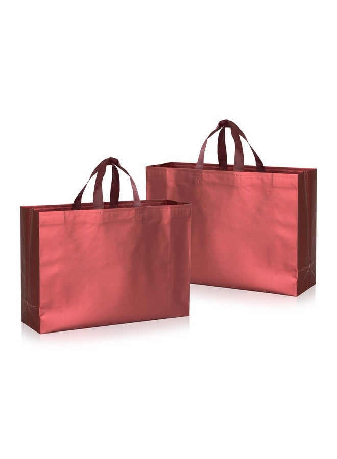 Drapme Large Size Pack of 50 Pcs Matt Metallic Laminated Non-Woven Reusable Eco-Friendly Party Return Gift Bags (Maroon) (Large 17x12x5 Inch) - Image 1