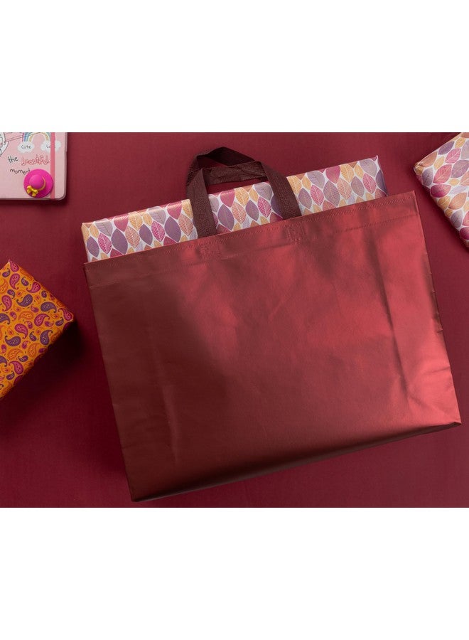 Drapme Large Size Pack of 50 Pcs Matt Metallic Laminated Non-Woven Reusable Eco-Friendly Party Return Gift Bags (Maroon) (Large 17x12x5 Inch) - Image 3