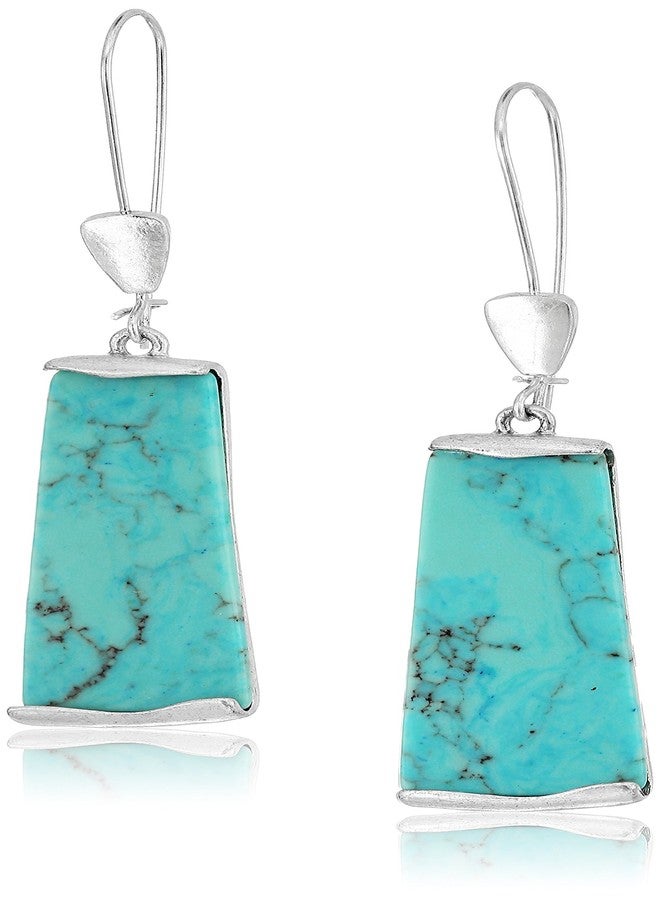 Robert Lee Morris Soho Womens Turquoise Geometric Stone Dangle Earrings, Turquoise/Silver 4 - Image 1