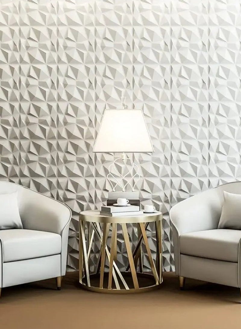 ليشب 12 قطعة 3D ورق الحائط 3D الملمس بولي كلوريد الفينيل ورق جدران الماس تصميم ديكور الجدار مجموعات غرفة المعيشة اللوبي غرفة نوم مكتب المواد البلاستيكية الأبيض كل 30x30cm - Image 4