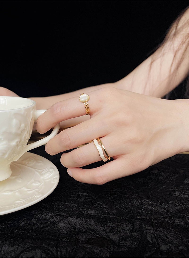 GGOOT Hollow out cat eye stone ring, adjustable size, handmade ring, artistic style, very suitable for daily wear, versatile jewelry - Image 4