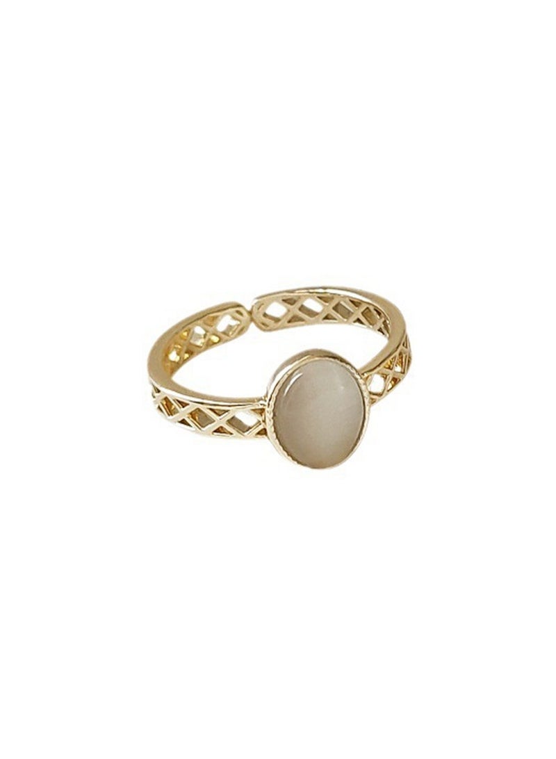 GGOOT Hollow out cat eye stone ring, adjustable size, handmade ring, artistic style, very suitable for daily wear, versatile jewelry - Image 5