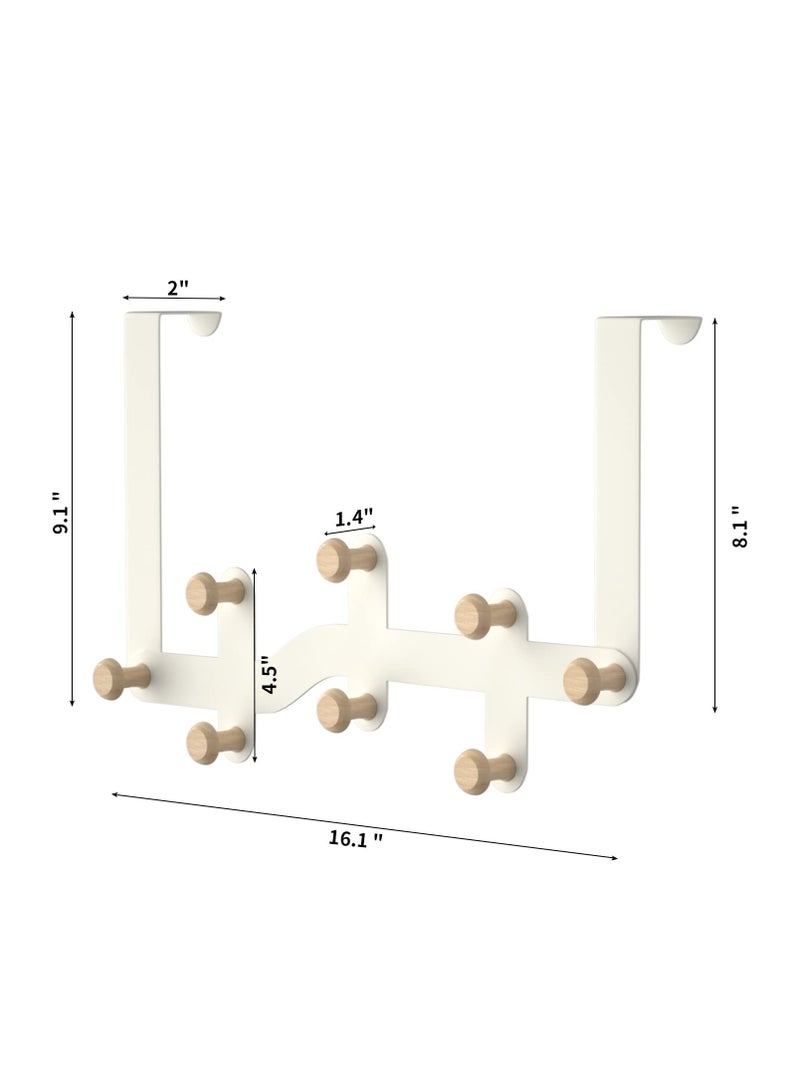 SYOSI Door Hooks, Heavy-Duty Over Door Hanger with 8 Hooks for Hanging Coat Towel Bag Robe Hat, Over Door Coat Hooks for Bedroom Bathroom Kitchen (White) - Image 4