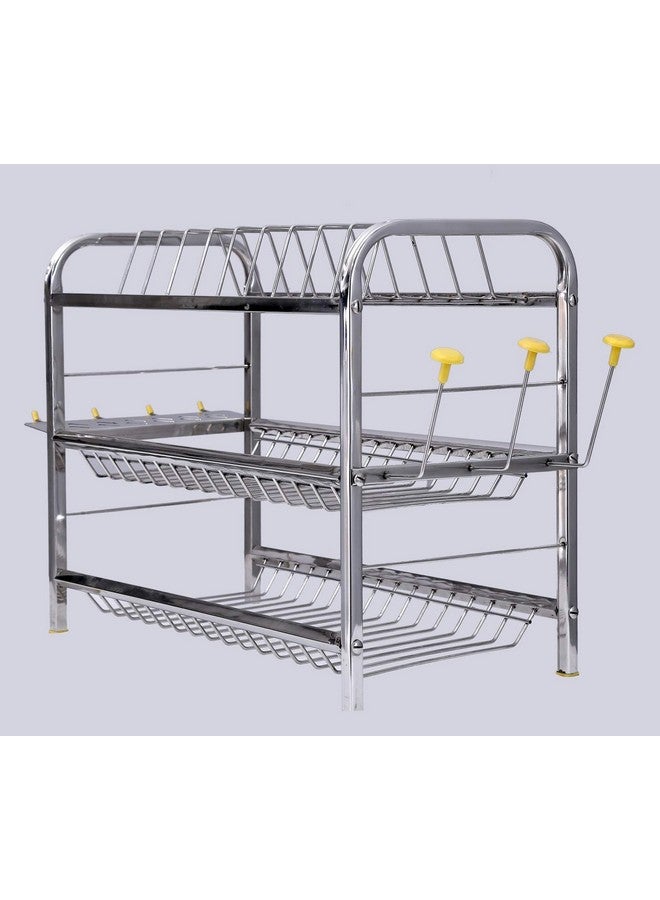 Homify 3 Layer 18 Inch Wall Mount Dish Rack Plate Cutlery Stand/Utensils Mini Rack for Modern Kitchen (Steel, 15 x 18 inch) - Image 3