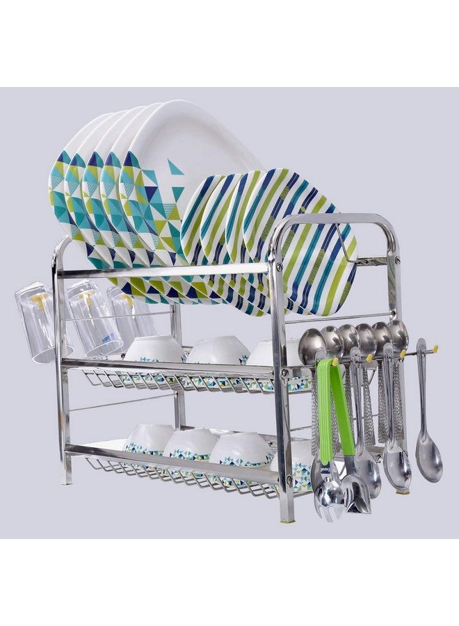 Homify 3 Layer 18 Inch Wall Mount Dish Rack Plate Cutlery Stand/Utensils Mini Rack for Modern Kitchen (Steel, 15 x 18 inch) - Image 1