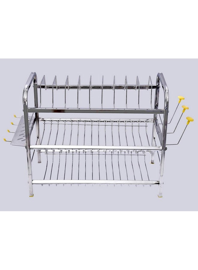 Homify 3 Layer 18 Inch Wall Mount Dish Rack Plate Cutlery Stand/Utensils Mini Rack for Modern Kitchen (Steel, 15 x 18 inch) - Image 5