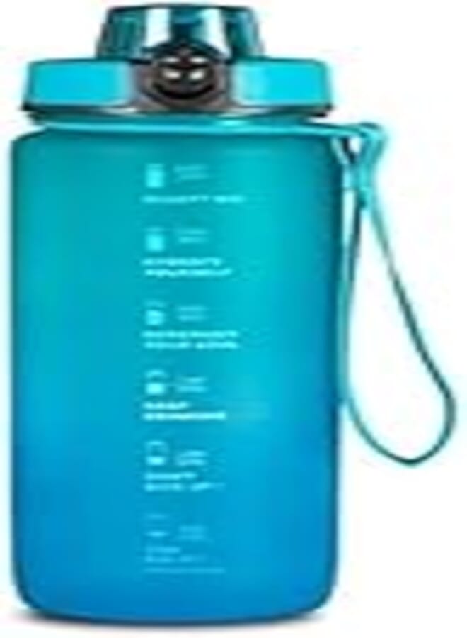EYUN Multicolor Sports Water Bottle 1000 ml, Plastic Leakproof Motivational Water Bottle for Travel, Fitness, Outdoor Sports, Home, School,Gym,Yoga & Office, Blue