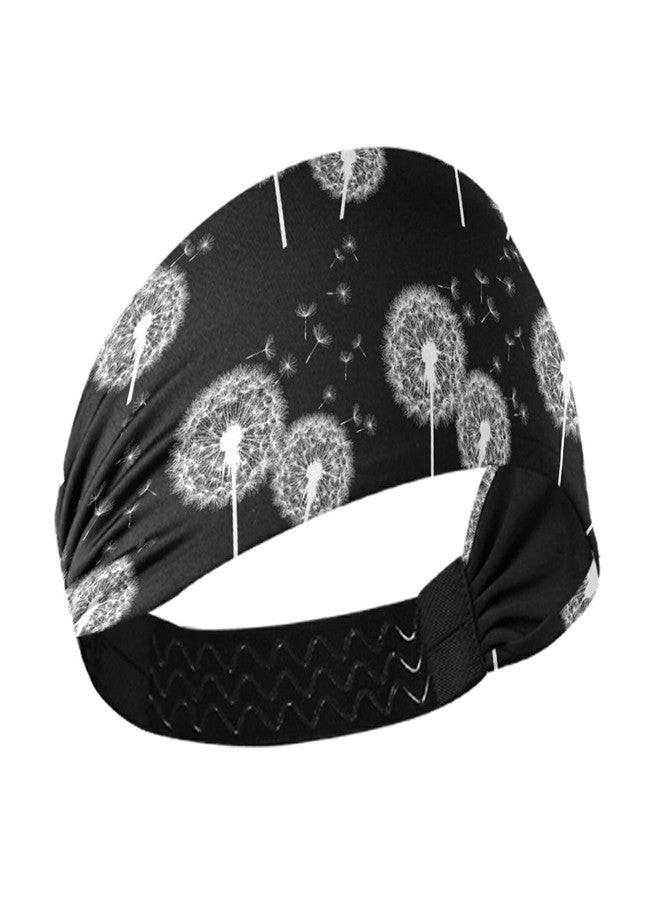OTVEE White Flower Dandelion Headband for Women, Elastic Yoga Headwraps Hair Band Sweatband for Fitness Yoga Workout - Image 1
