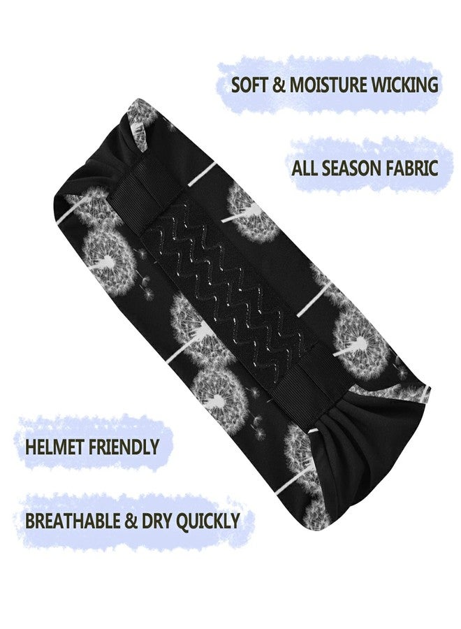 OTVEE White Flower Dandelion Headband for Women, Elastic Yoga Headwraps Hair Band Sweatband for Fitness Yoga Workout - Image 2
