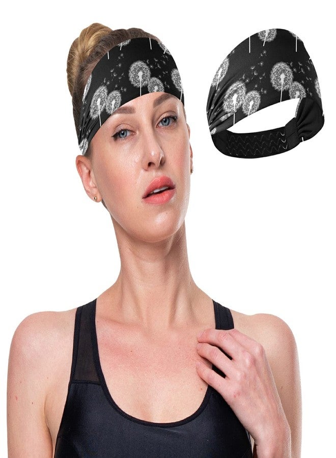 OTVEE White Flower Dandelion Headband for Women, Elastic Yoga Headwraps Hair Band Sweatband for Fitness Yoga Workout - Image 5