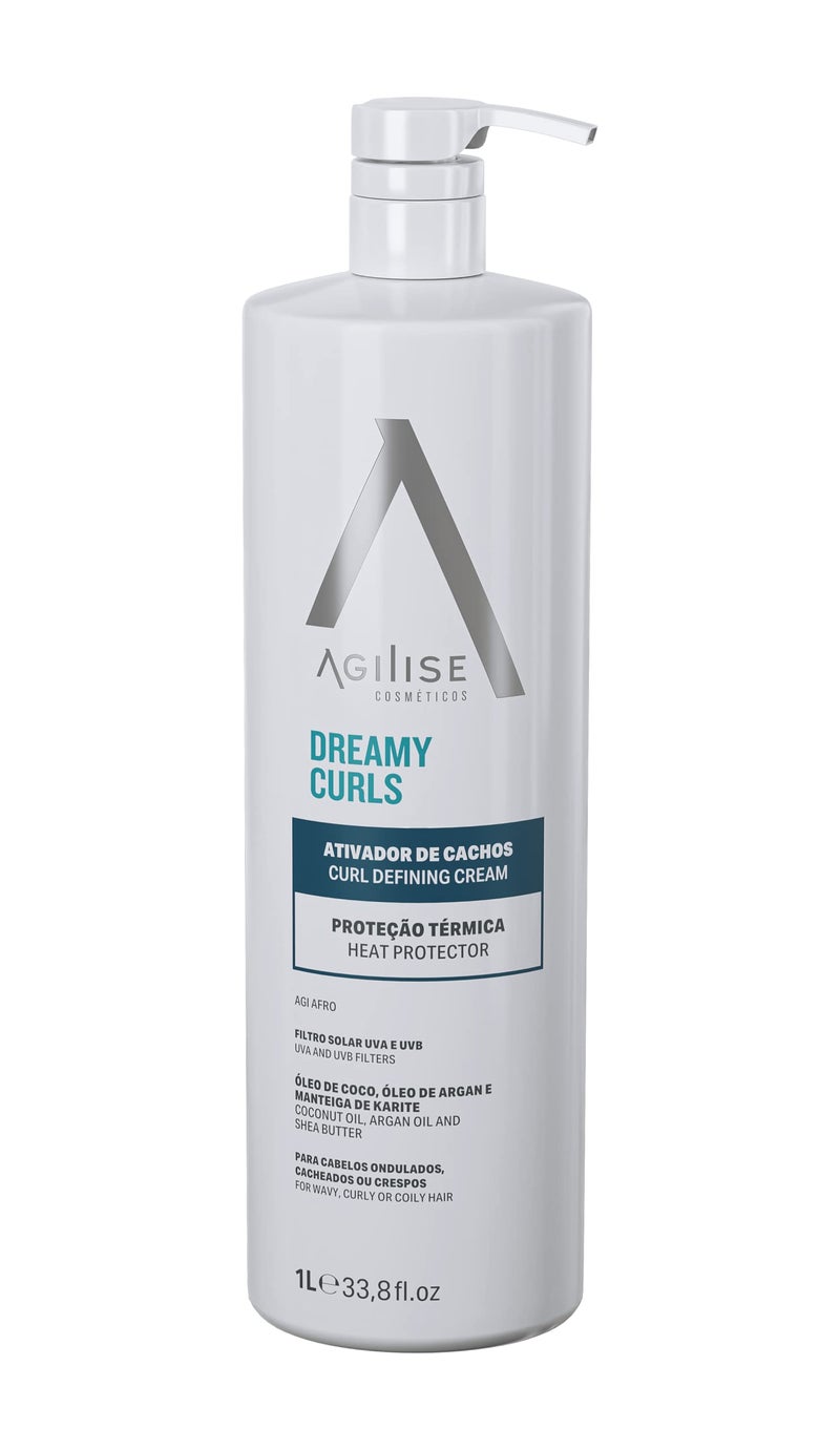 agilise - Dreamy Curls Defining Cream - Curl Modeling Creams for Wavy and Coily Hair Care, Styling Product - VEGAN, Argan & Coconut Oil, Shea Butter - 33.8fl.oz/1L - Image 1