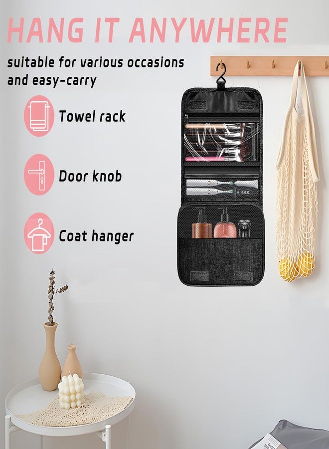 YEMEDA Toiletry Bag Travel Bag with Hanging Hook, Waterproof Capacity Hanging Multifunctional Makeup Bag for Toiletries, Portable Cosmetic Bag Travel Organizer for Women and Men(Black) - Image 4