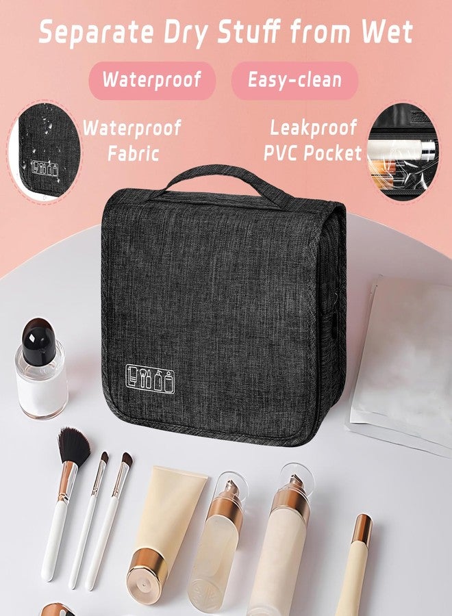 YEMEDA Toiletry Bag Travel Bag with Hanging Hook, Waterproof Capacity Hanging Multifunctional Makeup Bag for Toiletries, Portable Cosmetic Bag Travel Organizer for Women and Men(Black) - Image 5