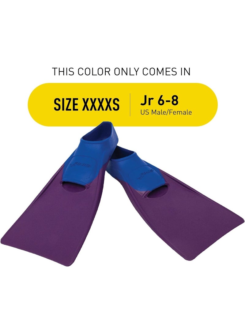 FINIS Long Floating Swim Training Fins for Kids - Improves Kick Technique & Body Position - Blue/Purple - 4XS - Image 2