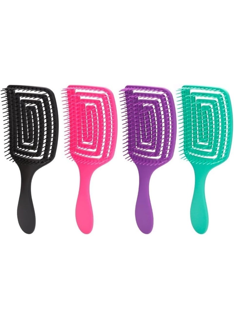 Curved Vented Hair Brush For Women Hollow Comb Smooth Comb Natural Curly Wet Dry Thick Straight Long Hair Comfortable Grip,Easy To Clean - multicolor - Image 3