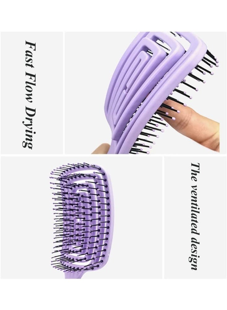 Curved Vented Hair Brush For Women Hollow Comb Smooth Comb Natural Curly Wet Dry Thick Straight Long Hair Comfortable Grip,Easy To Clean - multicolor - Image 4