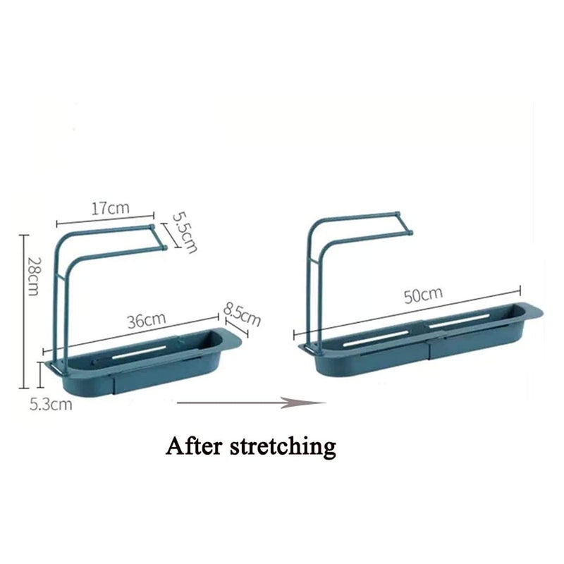 Vroxy Kitchen Sink Storage Shelf || Adjustable Sink Faucet Shelf Drainer Rack for Soap & Brush || Towel Cloth Hanging Holder (Multicolor) - Image 3