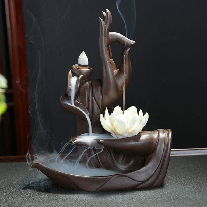 HANDMADE BACKFLOW INCENSE BURNER LOTUS BACKFLOW INCENSE HOLDER WITH 20PCS BACKFLOW INCENSE CONES HOME DECOR