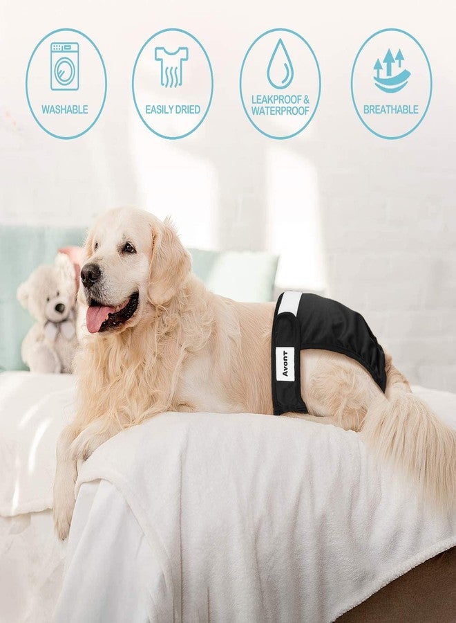 Avont 3 Pack Washable Female Dog Diapers, Premium Reusable Highly Absorbent Doggie Period Panties Durable Dog Diaper Cover -S 3 Black - Image 5