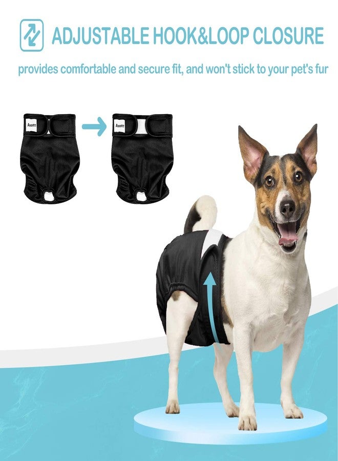 Avont 3 Pack Washable Female Dog Diapers, Premium Reusable Highly Absorbent Doggie Period Panties Durable Dog Diaper Cover -S 3 Black - Image 2