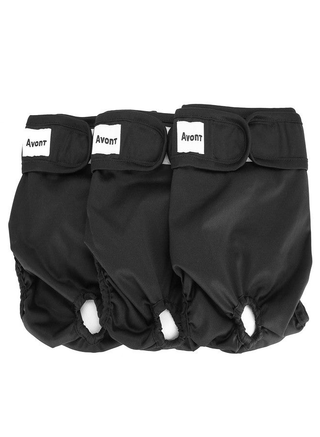 Avont 3 Pack Washable Female Dog Diapers, Premium Reusable Highly Absorbent Doggie Period Panties Durable Dog Diaper Cover -S 3 Black - Image 1