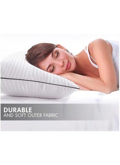 Comfy COMFY HYPOALLERGENIC COTTON SET OF 2 WHITE STRIPE HOTEL PILLOW WITH BLACK PIPING  - Image 3