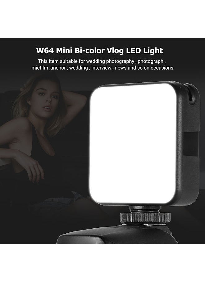 ANDOER - Andoer W64 Mini Bi-color Vlog LED Light 2500K-6500K Dimmable 6W Built-in Rechargeable Battery with 3 Cold Shoe Mounts Compatible with Canon Nikon Sony DSLR Camera, Pack of 1pcs - Image 1